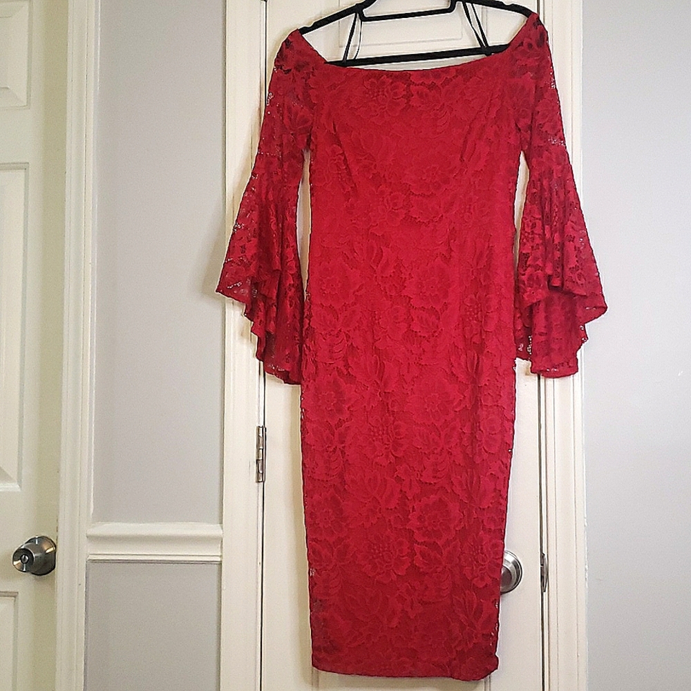 Size 10 Red Lace Midi Dress